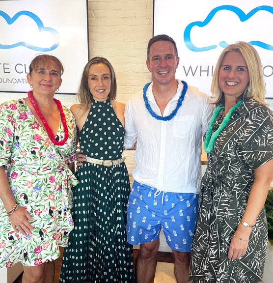 Madonna Simmons, Bravus' community manager Ally Foley, White Cloud Foundation’s Professor Adam Scott and Bravus’ head of community Kate Campbell at the Boardies and Bubbles fundraising lunch in Townsville, QLD.