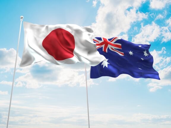 Japanese and Australian flags.