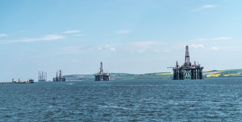 Decommissioned oil rigs.