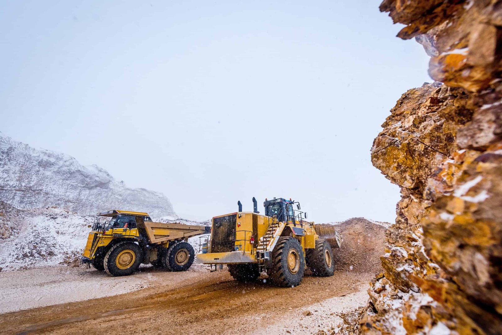 Trucks at a gold mine.