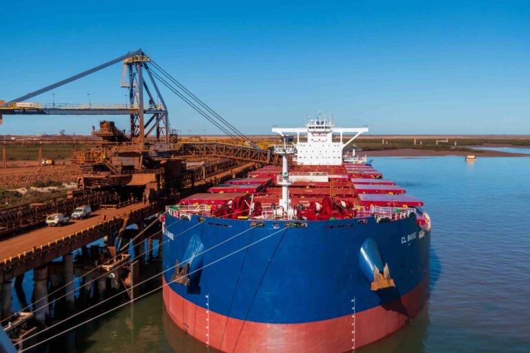 Iron ore carrier at Port Hedland in the Pilbara region of WA.