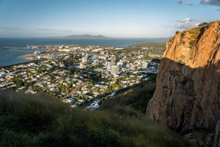 Aerial view of Townsville coastline.