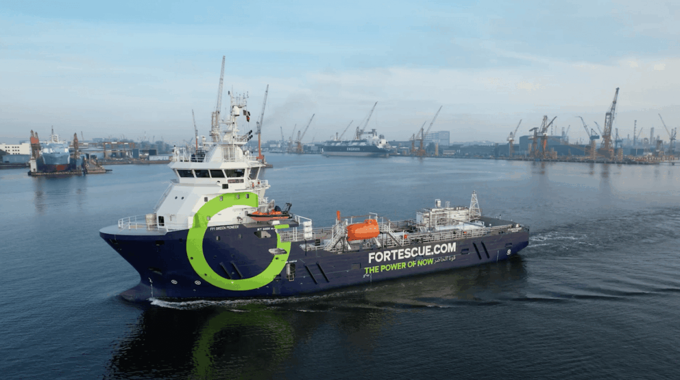 Fortescue’s Green Pioneer in the Dubai Harbour Marina.