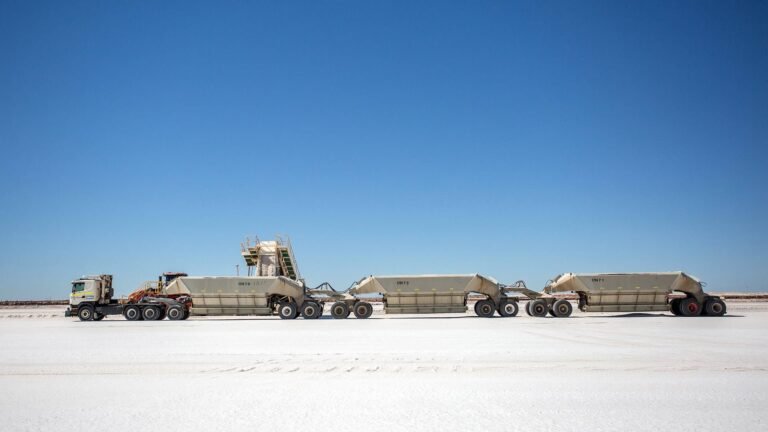 (Image source: Rio Tinto) Dampier Salt trucks.