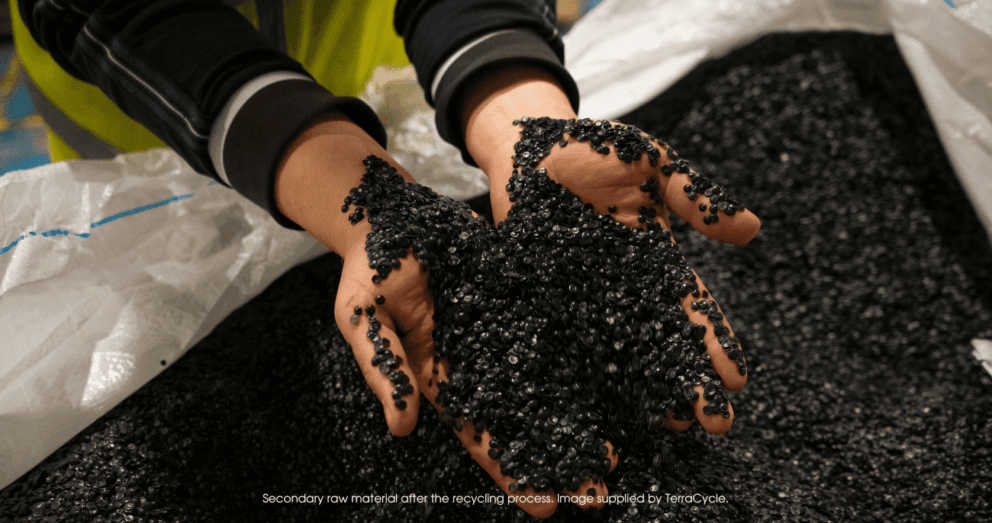 (Image source: TerraCycle) Secondary raw material after the recycling process.