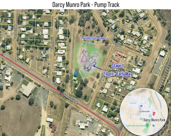 The location of Darcy Munro Park in Collinsville, Queensland.