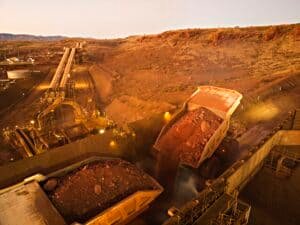 (Image source: Fortescue) Haul trucks at Eliwana. 