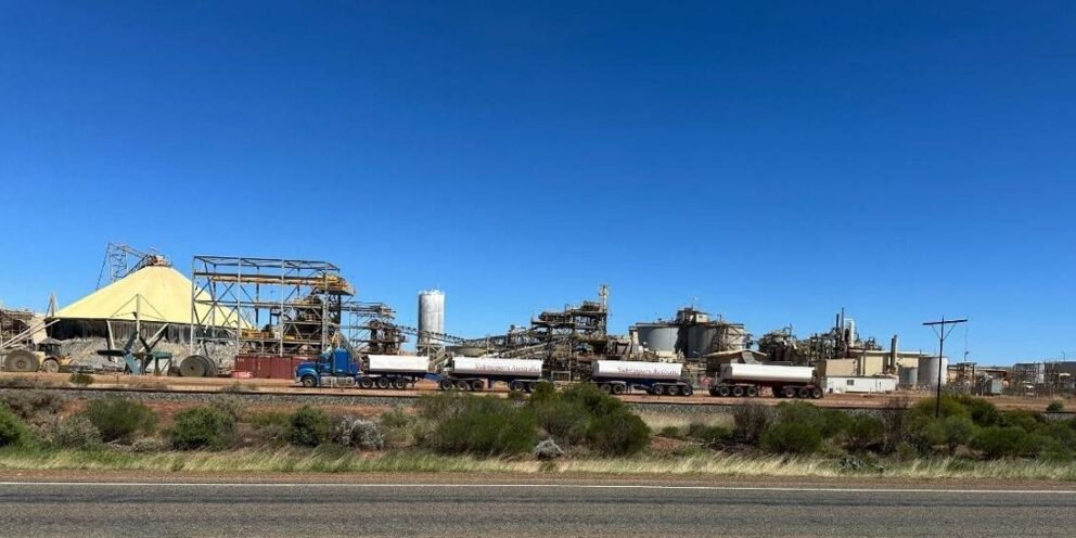(Image source: Legacy Iron Ore) A road train delivering Mount Celia ore to the Paddington gold mine processing plant.