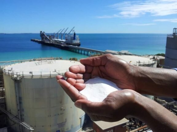 Alumina extracted from bauxite.