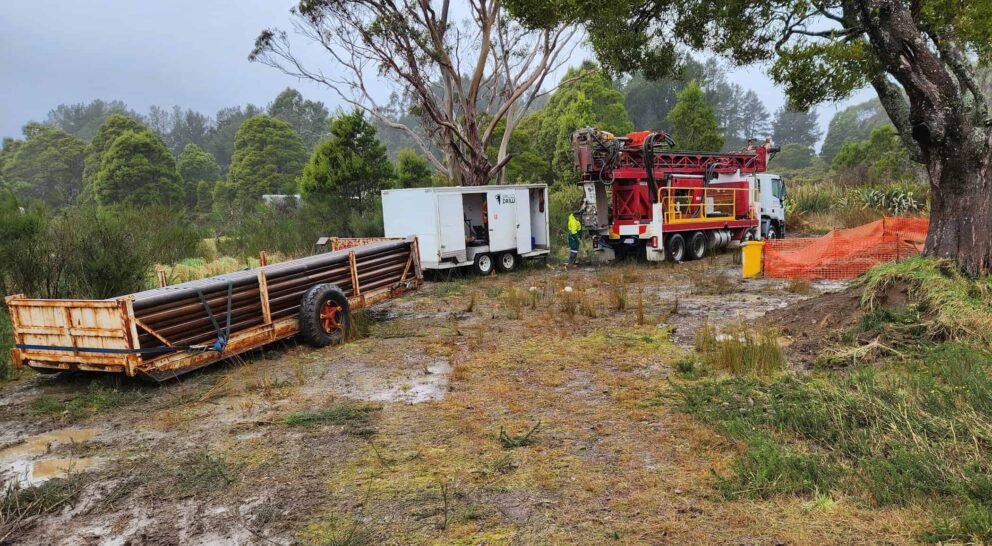 (Image source: Stellar Resources) First diamond rig onsite for the first hole of the program.