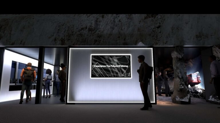 A visual of the immersive room, a sensory experience at the center of Sandvik’s exhibit that will showcase the company’s end-to-end digital offering and other key technologies. MINExpo attendees can step into a mine control room and cap lamp room, explore Sandvik’s MineGame advanced simulation tool and discover technologies including Sandvik’s digital convergence system and collision avoidance system.