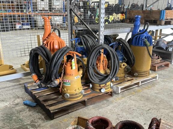 A range of underground mining sump pumps for hire at the NPE Kalgoorlie branch.