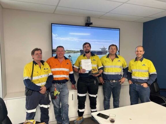 (Image source: Whitehaven Coal) From left to right: Facilitator and trainer Tim Andersen, Natik Solutions director Stephen Peel, previous trainee now full-time employee Sam Cameron, CHPP superintendent Richard Hull and NCO surface operations manager Ashley Howard.