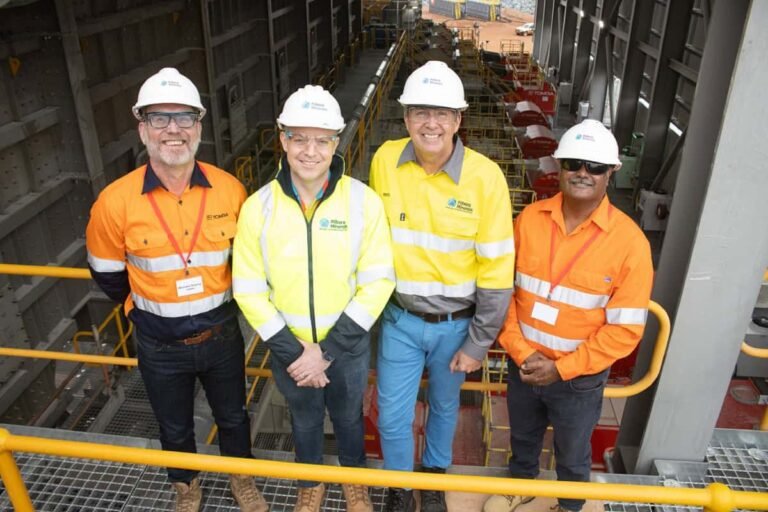 (Image source: Pilbara Minerals) TOMRA managing director Michael Clancy, Pilbara Minerals managing director and chief executive Dale Henderson, WA Energy Minister Reece Whitby and Member for Pilbara Kevin Michel.
