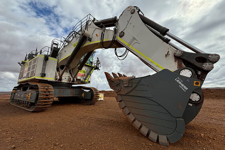 (Image source: Liebherr) The first electric excavator in BHP’s worldwide fleet: the R 9400 E.